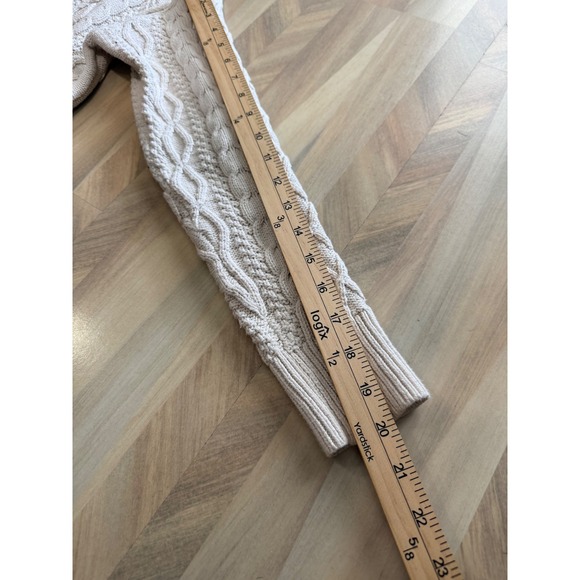 J Crew womens Small Cream Beige 100% Cotton Cable Knit Crewneck Sweater - Picture 6 of 7